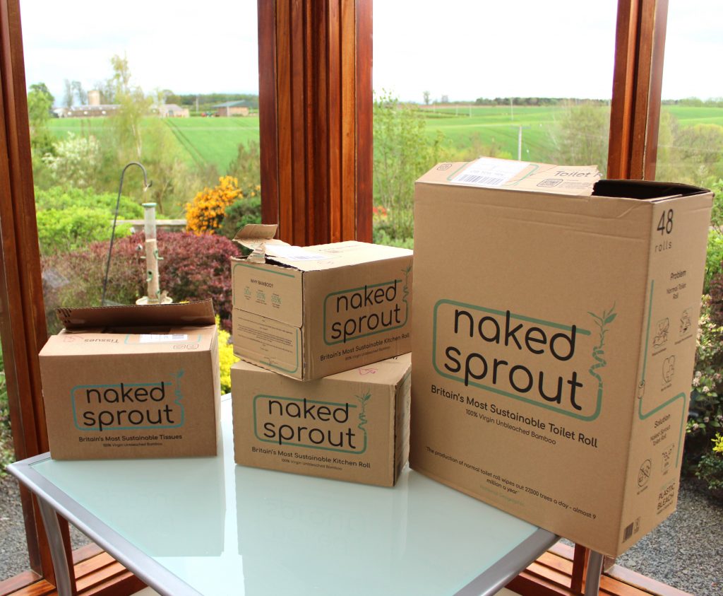 Boxes of loo roll, tissues & kitchen rolls on conservatory table at Burnbrae Holidays.