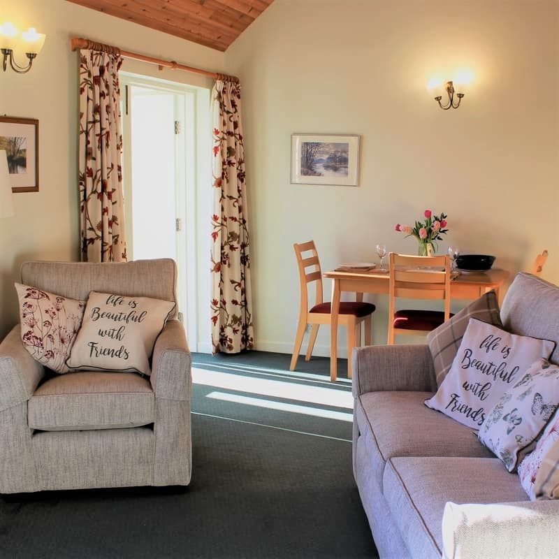 Thairn cottage living room at Burnbrae Holidays in the Scottish Borders.