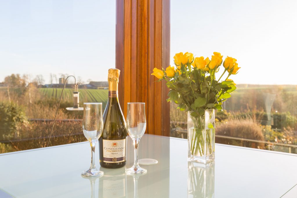 A celebration , fizz and flowers at Burnbrae holidays